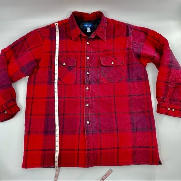 Vintage Towncraft RED PLAID Flannel Shacket Quilted Liner XL 90s Gorpcore - Picture 3 of 10
